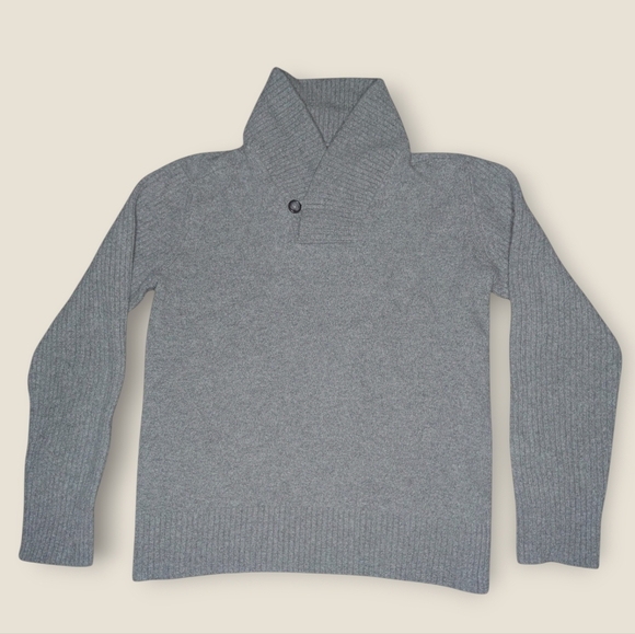 Banana Republic Men’s Large Gray Wool Blend Shawl Collar Italian Yarn Sweater - Picture 7 of 11